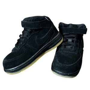 Nike Air Force 1 Mid LV8 859338 Black Suede Sneaker Athletic Shoes Toddler 8C